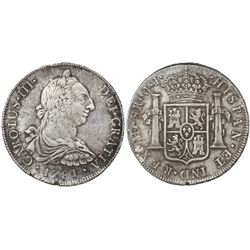 Lima, Peru, bust 8 reales, Charles III, 1781MI.