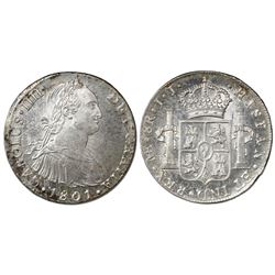 Lima, Peru, bust 8 reales, Charles IV, 1801IJ.