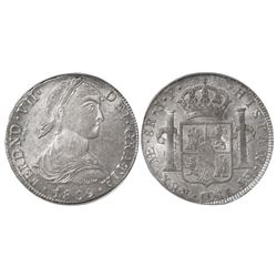 Lima, Peru, bust 8 reales, Ferdinand VII (large "imaginary" bust), 1809JP, encapsulated PCGS AU58.