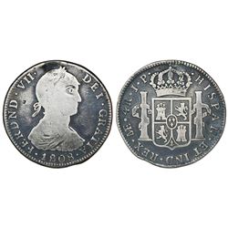 Lima, Peru, bust 4 reales, Ferdinand VII (large "imaginary" bust), 1808JP, very rare.