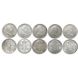 Lot of five Lima, Peru, bust 2 reales, Ferdinand VII, assayers JP, dates as follows: 1816, 1817, 181