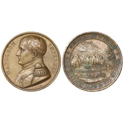 France, bronze medal, 1840, Napoleon's tomb in St. Helena, by Bovy.