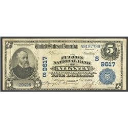 Atlanta, Georgia, USA, Fulton National Bank of Atlanta, 5 dollars, 28-10-1909, series of 1902.