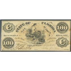 Tallahassee, Florida, State of Florida, 100 dollars, 10-10-1861.