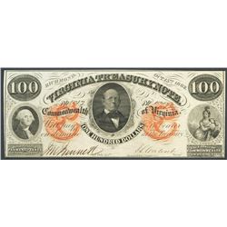 Richmond, Virginia, Virginia Treasury, 100 dollars, 15-10-1862.