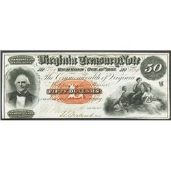 Richmond, Virginia, Virginia Treasury, 50 dollars, 15-10-1862.