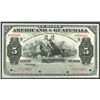 Image 1 : Guatemala, Banco Americano de Guatemala, 5 pesos specimen, ND (1895-1926), series B.
