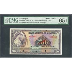 Nicaragua, Banco Nacional, 50 cordobas specimen, ND (1929-39), series 1929, certified PMG Gem UNC 65