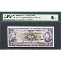 Caracas, Venezuela, Banco Central de Venezuela, 10 bolivares, 7-5-1963, certified PMG Gem UNC 65 EPQ