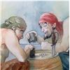 Image 2 : Original pirate-themed watercolor painting by New York artist Liliya Skubish entitled "Winner Takes 