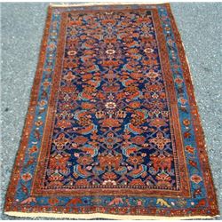 FASCINATING RED AND NAVY HAND MADE ANTIQUE MALAYER RUG 3.7 X 6.3