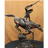 Image 1 : Popular Down Hill Cowboy With Gun Bronze Sculpture on marble base Statue