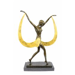 Mirval Ribbon Dancer Bronze Sculpture on marble base Statue