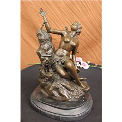 Nude Nymph Bronze Sculpture on marble base figurine