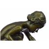 Image 4 : Girl Playing With Turtle Bronze Sculpture on marble base
