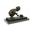Image 5 : Girl Playing With Turtle Bronze Sculpture on marble base