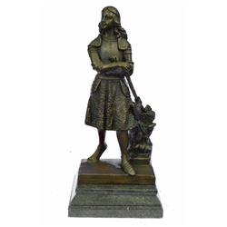 French Artisan Tribute To Joan Of Arc Bronze Sculpture