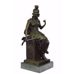 Female Greek Warrior Bronze Sculpture on Marble base Statue