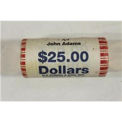 $25 ROLL OF 2007 JOHN ADAMS UNC DOLLARS