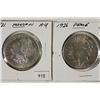 Image 1 : 1921 MORGAN SILVER DOLLAR & 1926 PEACE SILVER $