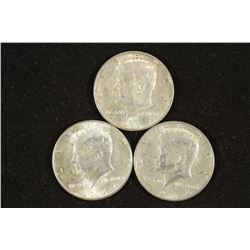 3-1964 90% SILVER KENNEDY HALF DOLLARS