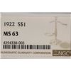 Image 3 : 1922 PEACE SILVER DOLLAR NGC MS63