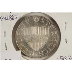 1957 AUSTRIA SILVER 10 SCHILLINGS UNC .1533 OZ.ASW