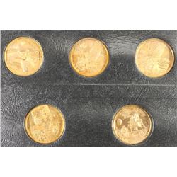 SET OF 5-SPACE MEDALS APOLLO 7 THROUGH APOLLO-11