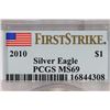 Image 3 : 2010 AMERICAN SILVER EAGLE PCGS MS69 FIRST STRIKE