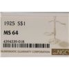 Image 3 : 1925 PEACE SILVER DOLLAR NGC MS64