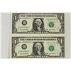 Image 1 : 2-2003-A $1 FRN'S LOW CONSECUTIVE SERIAL 'S UNC