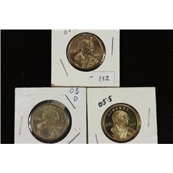 2005-P UNC,05-D UNC & 05-S PF SACAGAWEA DOLLARS