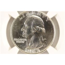 1963 WASHINGTON SILVER QUARTER NGC MS66