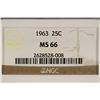 Image 3 : 1963 WASHINGTON SILVER QUARTER NGC MS66