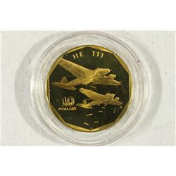 1991 MARSHALL ISLANDS BRASS $10 PROOF HE 111