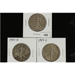 1943-P/D/S WALKING LIBERTY HALF DOLLARS
