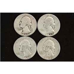 1944,45,48-S & 53-D WASHINGTON SILVER QUARTERS