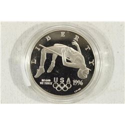 1996-P OLYMPIC HIGH JUMPER PROOF SILVER DOLLAR