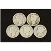 Image 1 : 5 ASSORTED 1920'S MERCURY DIMES