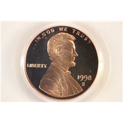 1998-S LINCOLN CENT PCGS PR69RD DCAM