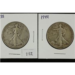 1938 & 1944 WALKING LIBERTY HALF DOLLARS