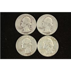 1942,44-S,50-S & 58-D WASHINGTON SILVER QUARTERS