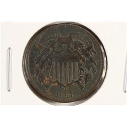 1867 US TWO CENT PIECE EXTRA FINE