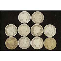 10 ASSORTED BARBER DIMES