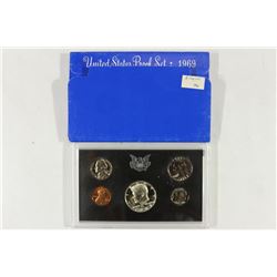 1969 US PROOF SET WITH BOX, 40% SILVER JFK HALF