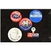 Image 1 : 5 VINTAGE POLITICAL BUTTON / PIN BACKS