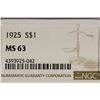 Image 3 : 1925 PEACE SILVER DOLLAR NGC MS63