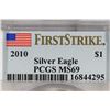 Image 3 : 2010 AMERICAN SILVER EAGLE PCGS MS69