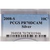 Image 3 : 2008-S SILVER ROOSEVELT DIME PCGS PR70 DCAM