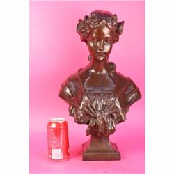 Young Woman Bust Bronze Sculpture